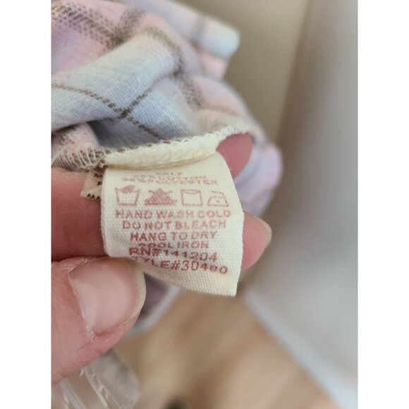 Hem and Thread Womens Hooded Shirt Large Purple Plaid Deep Dye Button Up BOHO - Picture 7 of 8